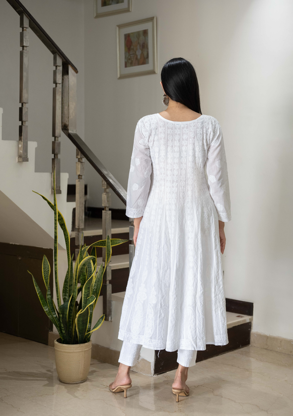 Leher Chikankari Cotton Anarkali Kurta