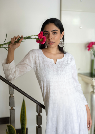 Leher Chikankari Cotton Anarkali Kurta